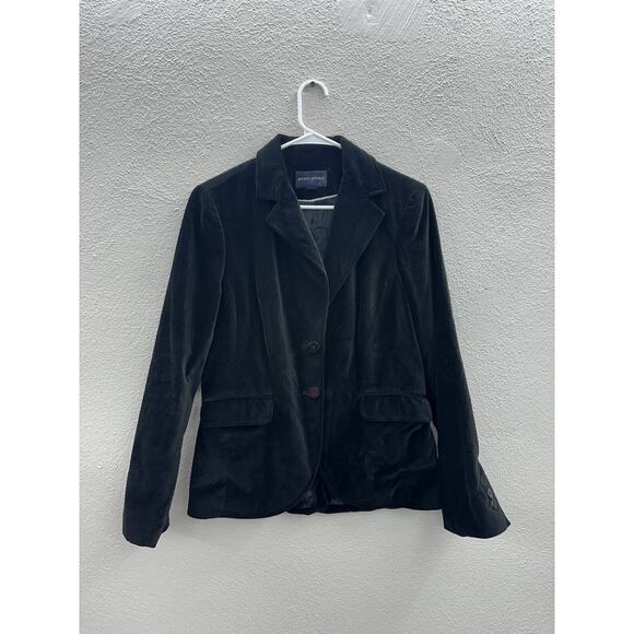 Banana Republic Womens Blazer Size 12 Black Velour Two Buton Up Lined Collared - Picture 1 of 13